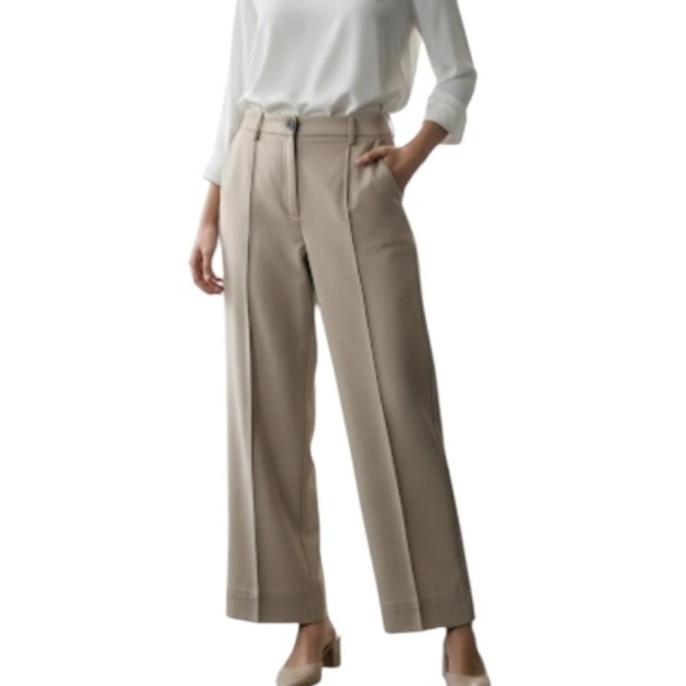 Bershka Wide Leg Tan Women's Pants
